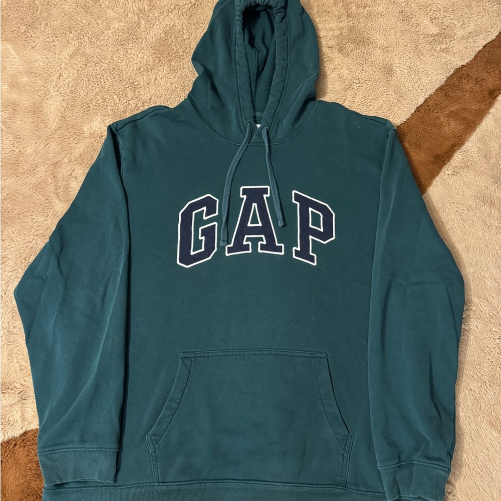 GAP Green Sweater with Logo and Drawstring Hood